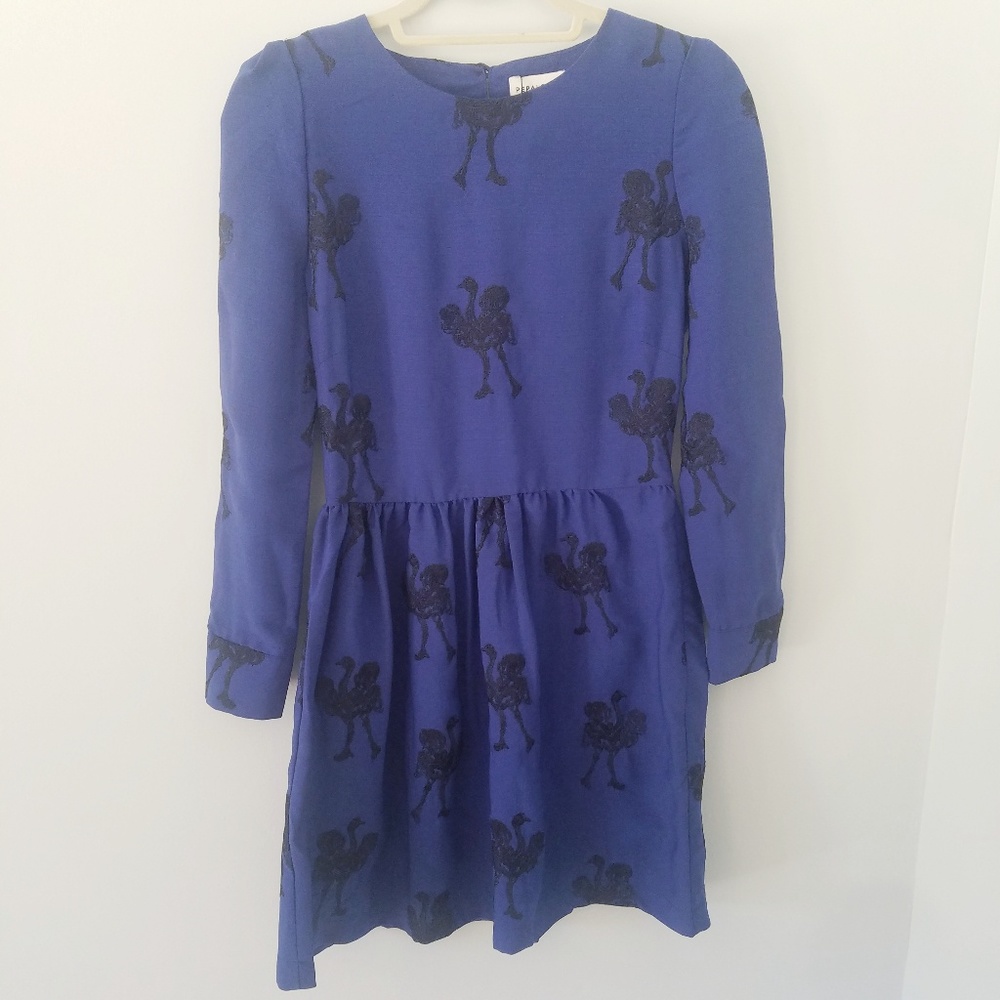 Pepa♡Loves Modcloth Blue Ostrich Print Dress
